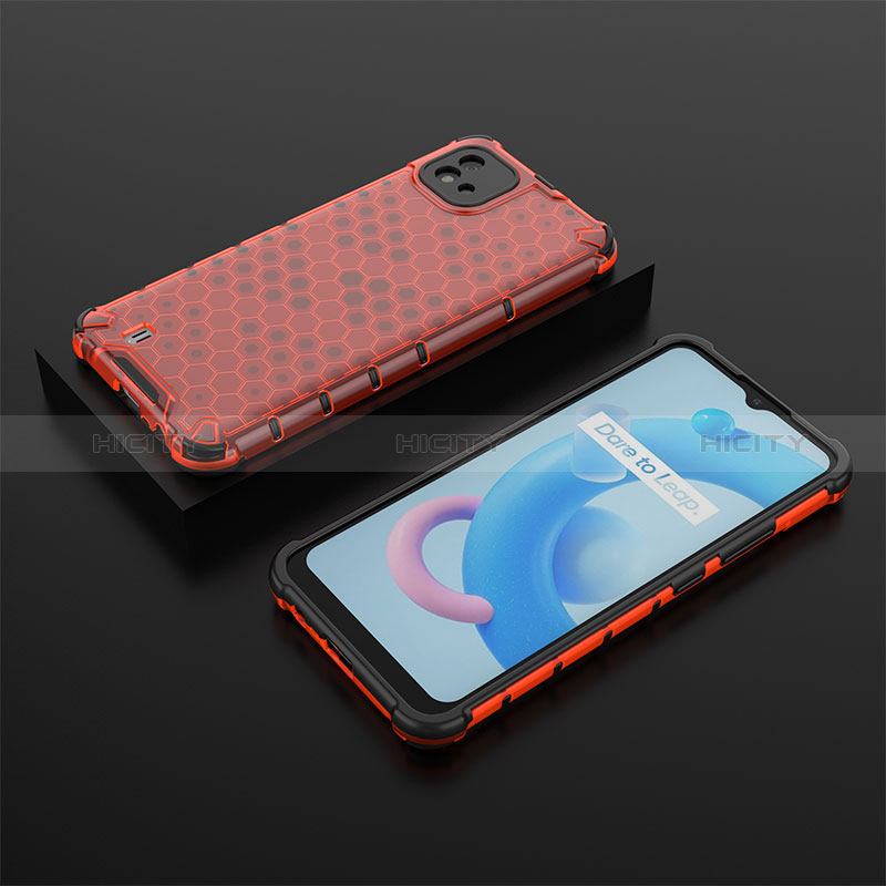 Coque Rebord Contour Silicone et Vitre Transparente Housse Etui 360 Degres AM2 pour Realme C20 Rouge Plus