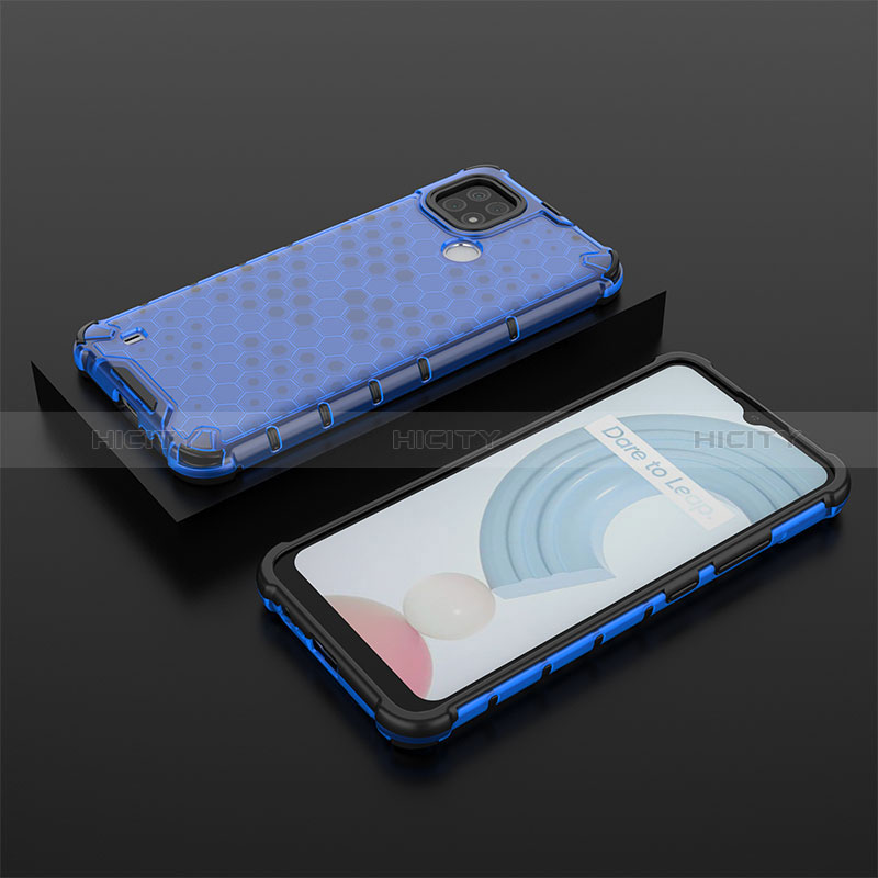 Coque Rebord Contour Silicone et Vitre Transparente Housse Etui 360 Degres AM2 pour Realme C21 Bleu Plus