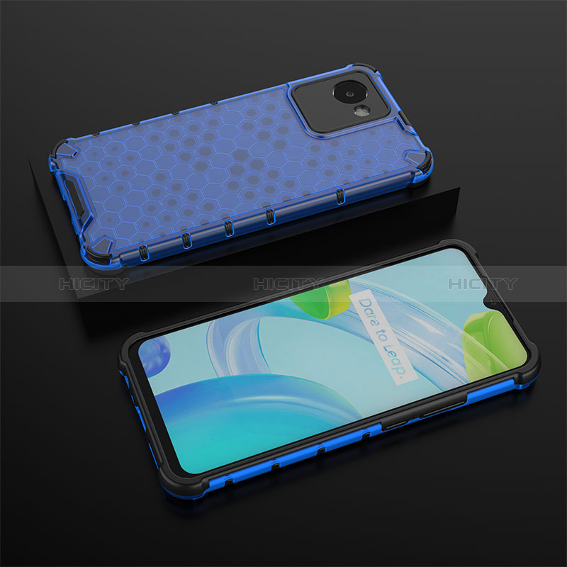 Coque Rebord Contour Silicone et Vitre Transparente Housse Etui 360 Degres AM2 pour Realme C30s Bleu Plus