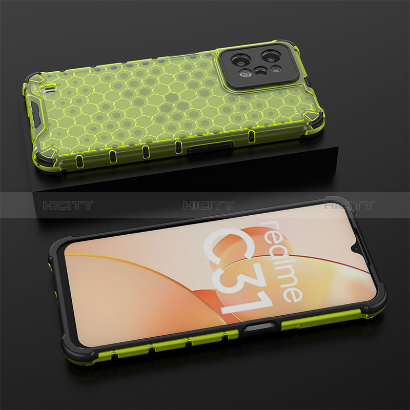 Coque Rebord Contour Silicone et Vitre Transparente Housse Etui 360 Degres AM2 pour Realme C31 Vert Plus