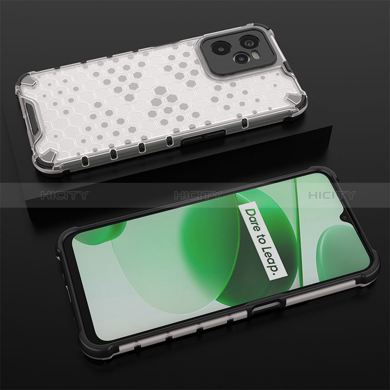 Coque Rebord Contour Silicone et Vitre Transparente Housse Etui 360 Degres AM2 pour Realme C35 Blanc Plus