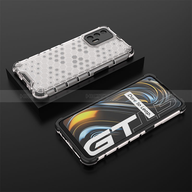 Coque Rebord Contour Silicone et Vitre Transparente Housse Etui 360 Degres AM2 pour Realme GT Master 5G Blanc Plus