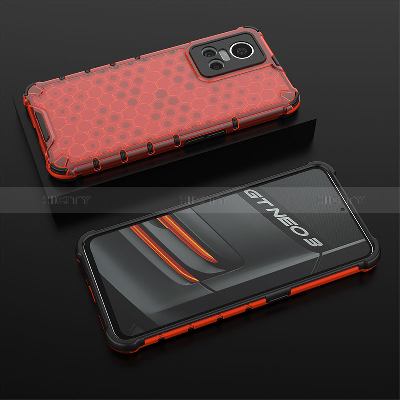 Coque Rebord Contour Silicone et Vitre Transparente Housse Etui 360 Degres AM2 pour Realme GT Neo3 5G Rouge Plus