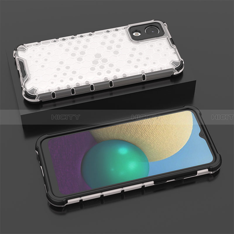 Coque Rebord Contour Silicone et Vitre Transparente Housse Etui 360 Degres AM2 pour Samsung Galaxy A03 Core Blanc Plus