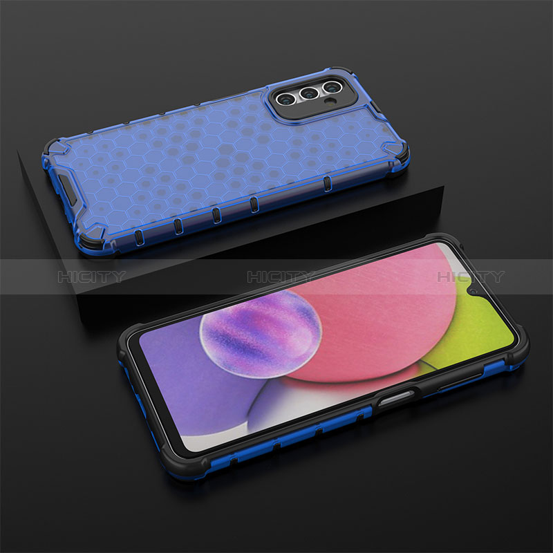 Coque Rebord Contour Silicone et Vitre Transparente Housse Etui 360 Degres AM2 pour Samsung Galaxy A04s Bleu Plus