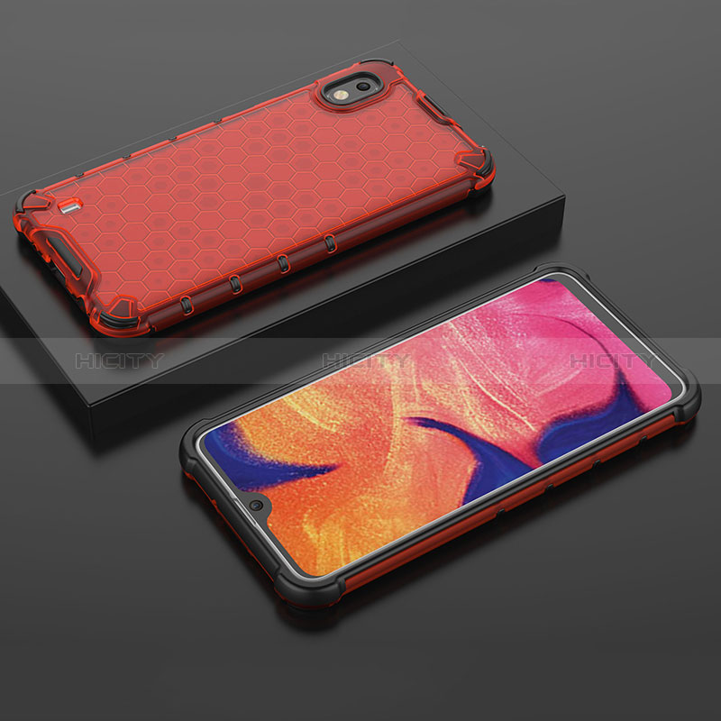 Coque Rebord Contour Silicone et Vitre Transparente Housse Etui 360 Degres AM2 pour Samsung Galaxy A10 Rouge Plus