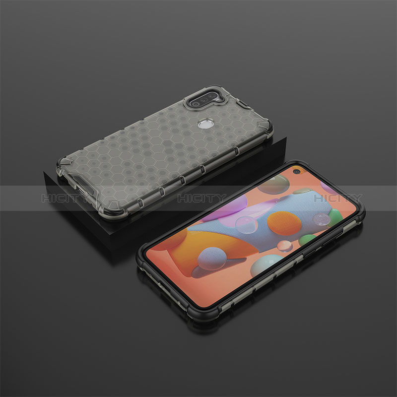 Coque Rebord Contour Silicone et Vitre Transparente Housse Etui 360 Degres AM2 pour Samsung Galaxy A11 Noir Plus