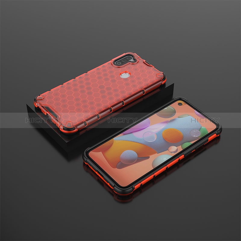 Coque Rebord Contour Silicone et Vitre Transparente Housse Etui 360 Degres AM2 pour Samsung Galaxy A11 Rouge Plus