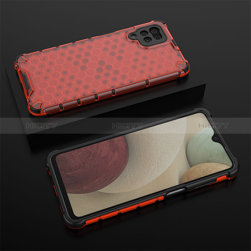 Coque Rebord Contour Silicone et Vitre Transparente Housse Etui 360 Degres AM2 pour Samsung Galaxy A12 5G Rouge Plus