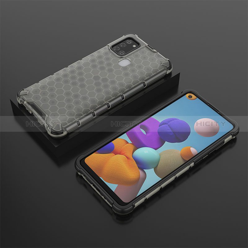 Coque Rebord Contour Silicone et Vitre Transparente Housse Etui 360 Degres AM2 pour Samsung Galaxy A21s Noir Plus