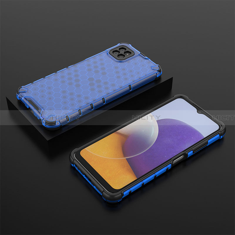 Coque Rebord Contour Silicone et Vitre Transparente Housse Etui 360 Degres AM2 pour Samsung Galaxy A22 5G Bleu Plus