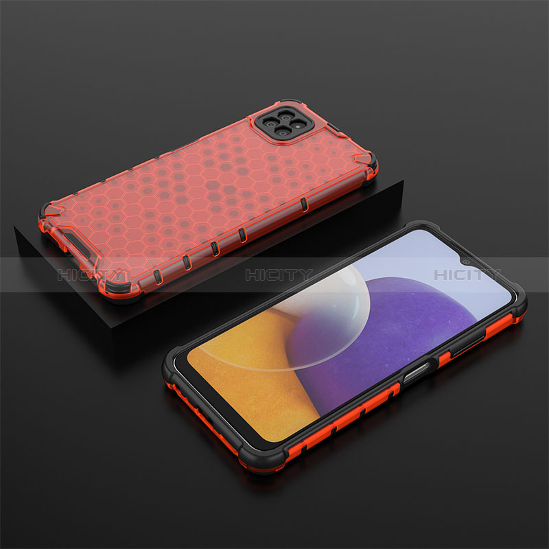 Coque Rebord Contour Silicone et Vitre Transparente Housse Etui 360 Degres AM2 pour Samsung Galaxy A22s 5G Rouge Plus