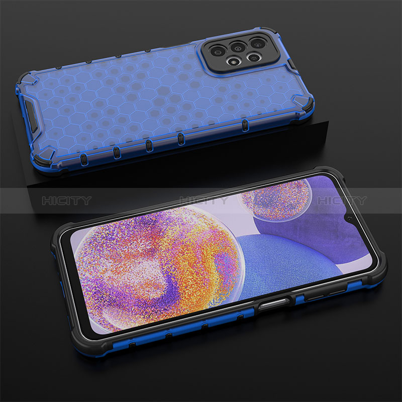 Coque Rebord Contour Silicone et Vitre Transparente Housse Etui 360 Degres AM2 pour Samsung Galaxy A23 5G Bleu Plus