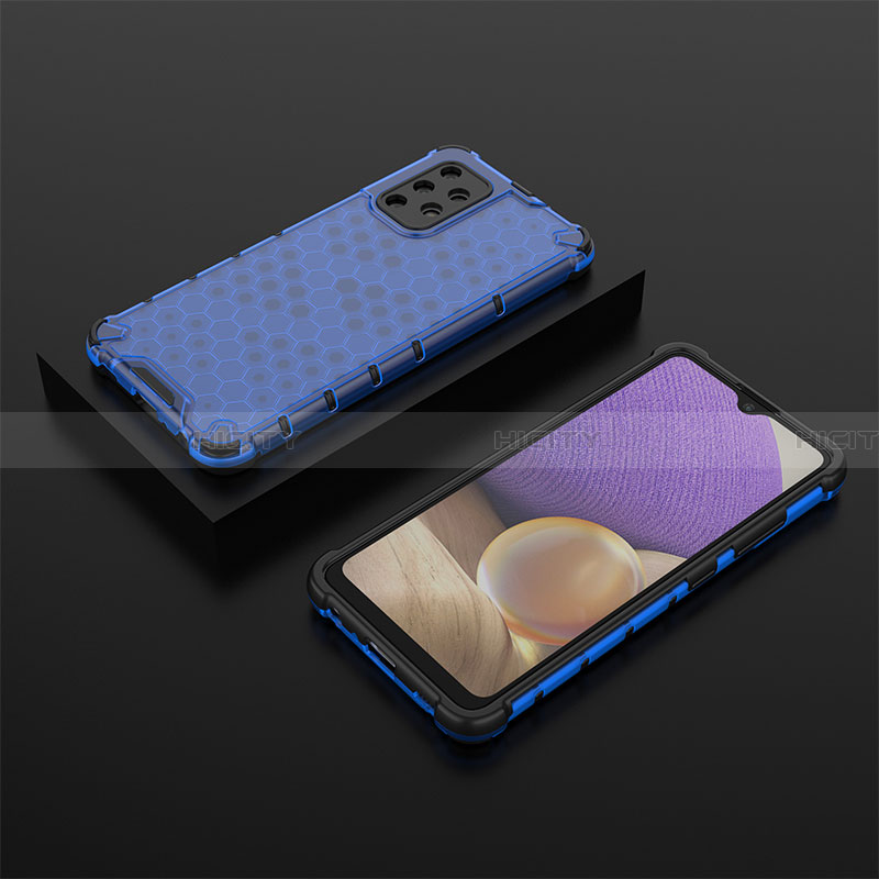 Coque Rebord Contour Silicone et Vitre Transparente Housse Etui 360 Degres AM2 pour Samsung Galaxy A32 4G Bleu Plus