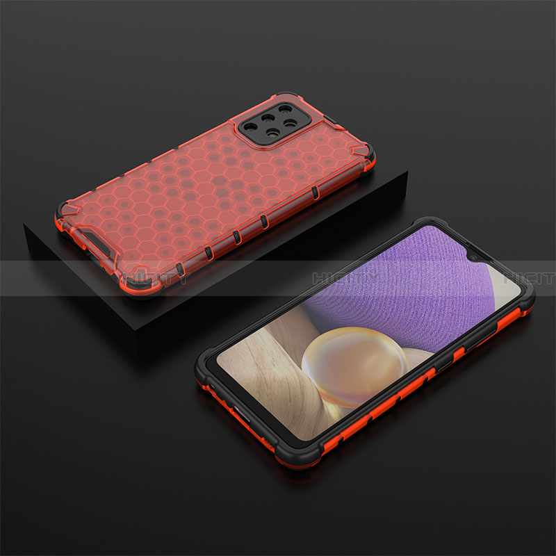 Coque Rebord Contour Silicone et Vitre Transparente Housse Etui 360 Degres AM2 pour Samsung Galaxy A32 5G Rouge Plus