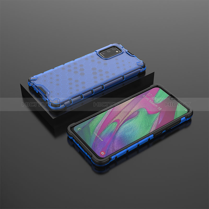 Coque Rebord Contour Silicone et Vitre Transparente Housse Etui 360 Degres AM2 pour Samsung Galaxy A41 Bleu Plus