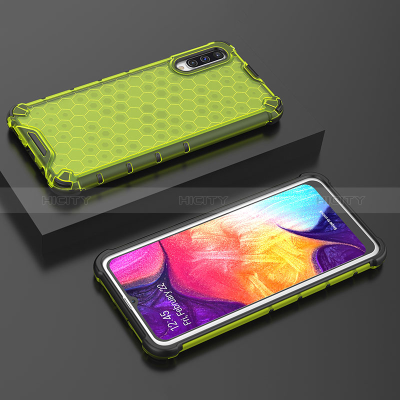 Coque Rebord Contour Silicone et Vitre Transparente Housse Etui 360 Degres AM2 pour Samsung Galaxy A50 Vert Plus