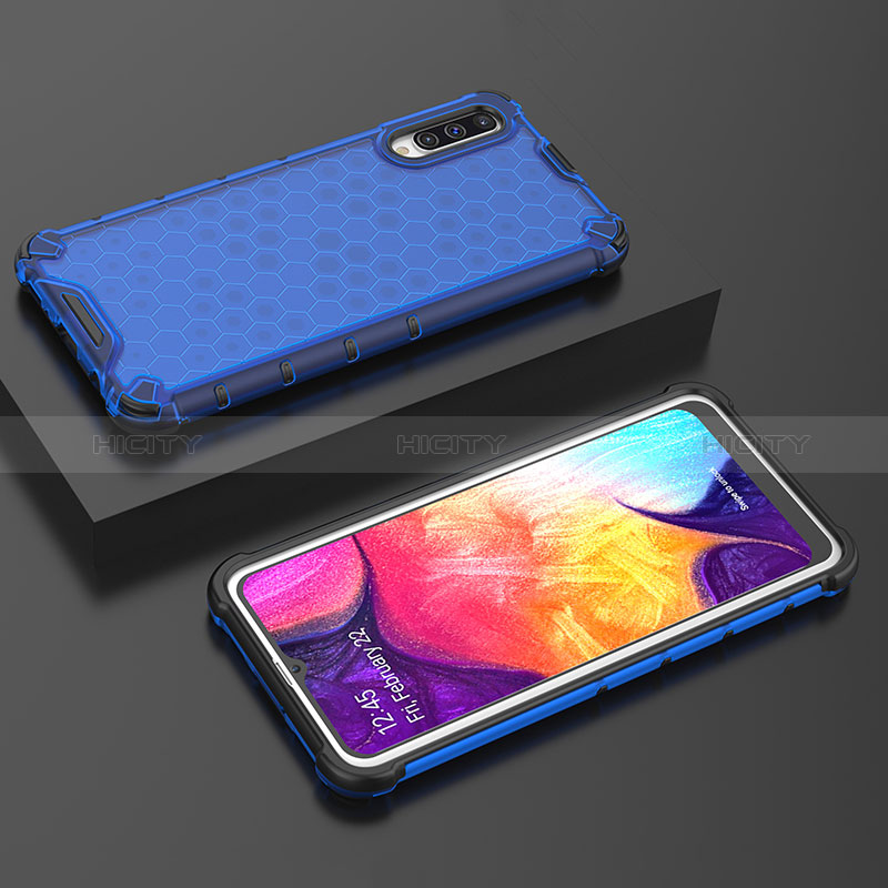 Coque Rebord Contour Silicone et Vitre Transparente Housse Etui 360 Degres AM2 pour Samsung Galaxy A50S Bleu Plus