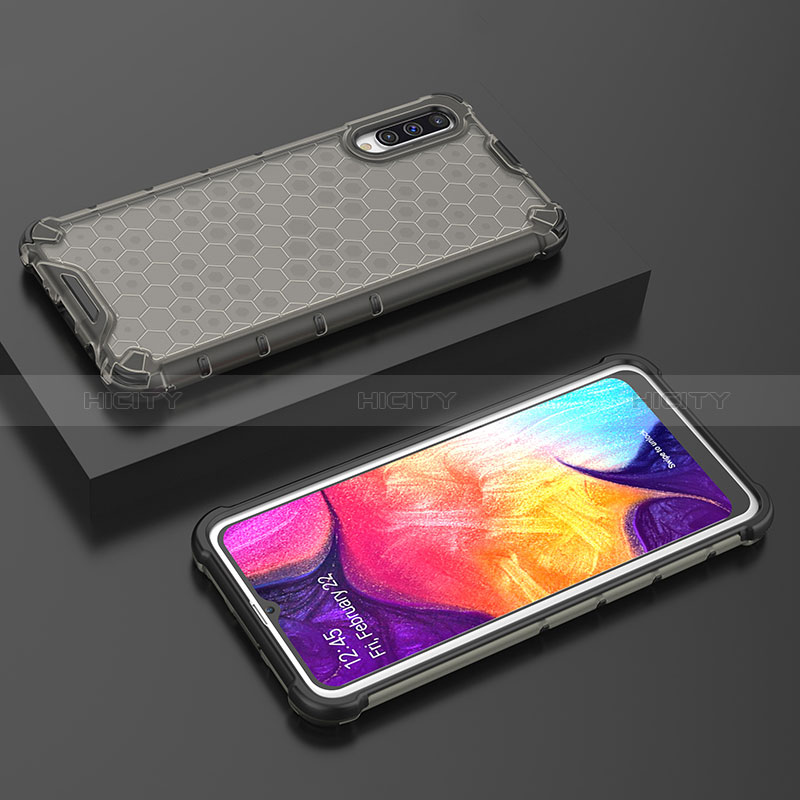 Coque Rebord Contour Silicone et Vitre Transparente Housse Etui 360 Degres AM2 pour Samsung Galaxy A50S Noir Plus