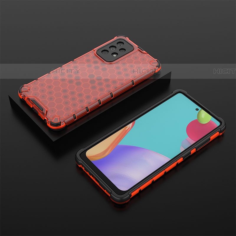 Coque Rebord Contour Silicone et Vitre Transparente Housse Etui 360 Degres AM2 pour Samsung Galaxy A52 5G Rouge Plus