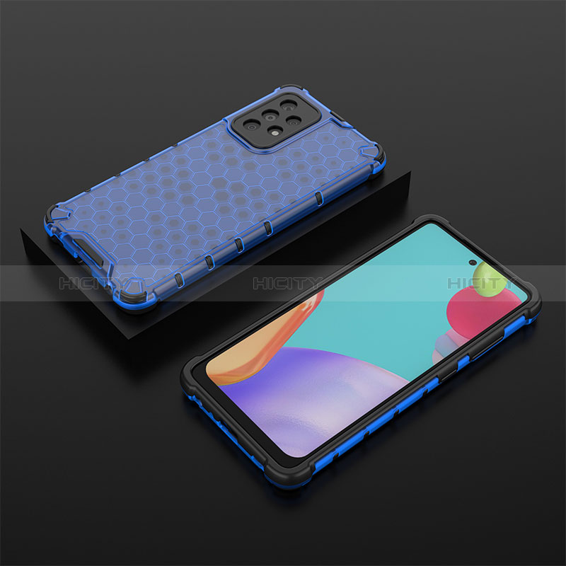 Coque Rebord Contour Silicone et Vitre Transparente Housse Etui 360 Degres AM2 pour Samsung Galaxy A52s 5G Bleu Plus