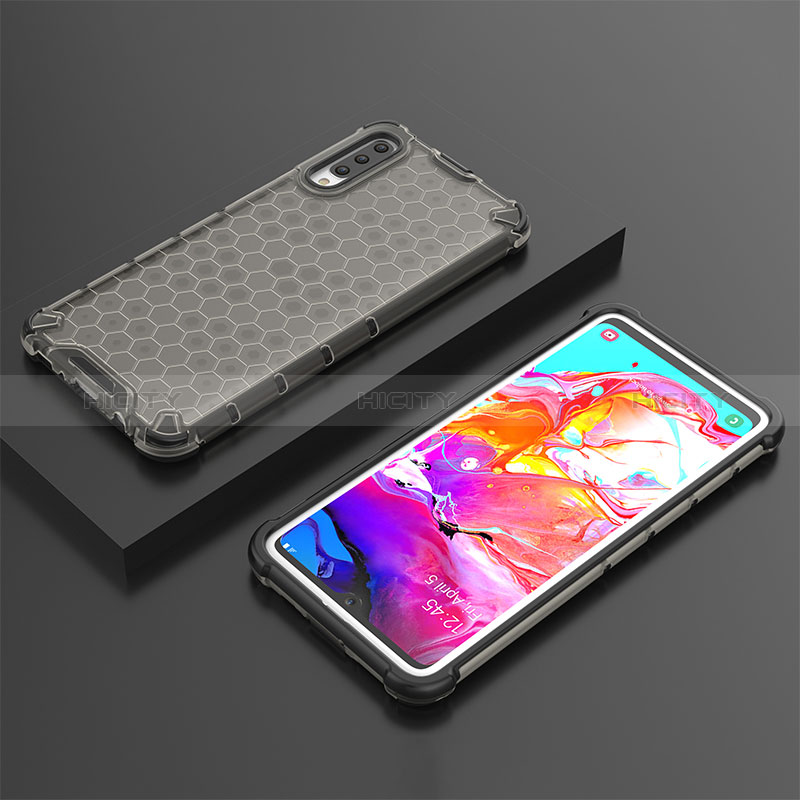 Coque Rebord Contour Silicone et Vitre Transparente Housse Etui 360 Degres AM2 pour Samsung Galaxy A70 Noir Plus