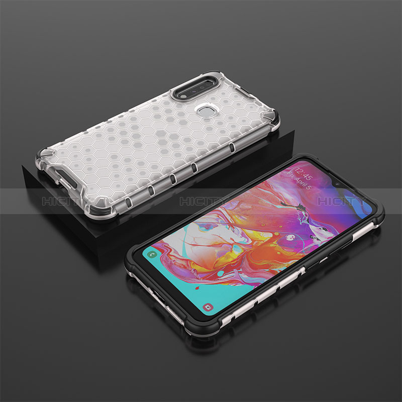 Coque Rebord Contour Silicone et Vitre Transparente Housse Etui 360 Degres AM2 pour Samsung Galaxy A70E Blanc Plus