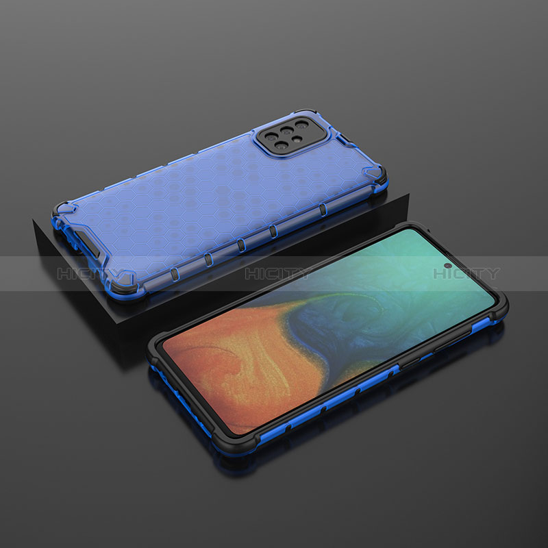 Coque Rebord Contour Silicone et Vitre Transparente Housse Etui 360 Degres AM2 pour Samsung Galaxy A71 4G A715 Bleu Plus