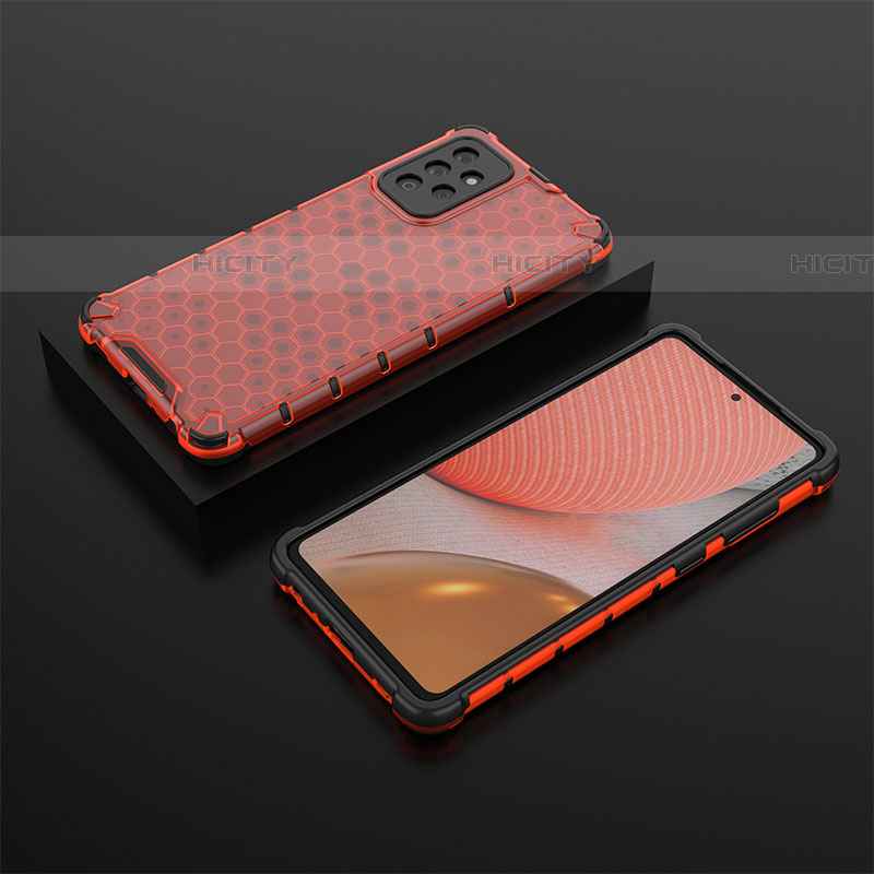 Coque Rebord Contour Silicone et Vitre Transparente Housse Etui 360 Degres AM2 pour Samsung Galaxy A72 4G Rouge Plus