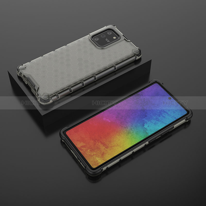 Coque Rebord Contour Silicone et Vitre Transparente Housse Etui 360 Degres AM2 pour Samsung Galaxy A91 Noir Plus