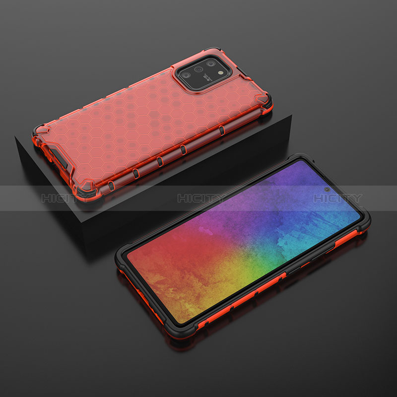 Coque Rebord Contour Silicone et Vitre Transparente Housse Etui 360 Degres AM2 pour Samsung Galaxy A91 Rouge Plus