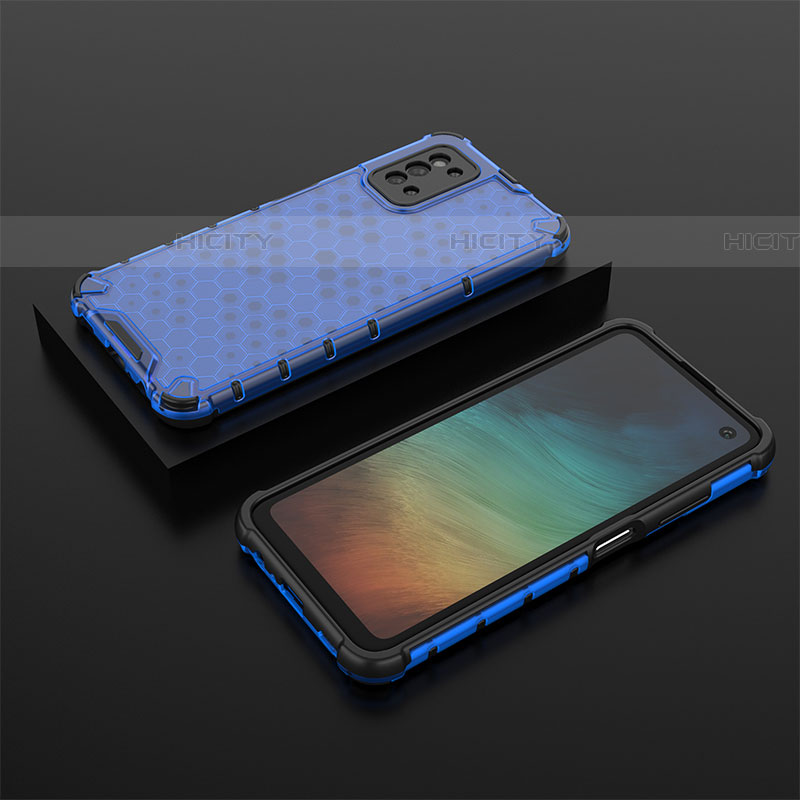 Coque Rebord Contour Silicone et Vitre Transparente Housse Etui 360 Degres AM2 pour Samsung Galaxy F52 5G Bleu Plus