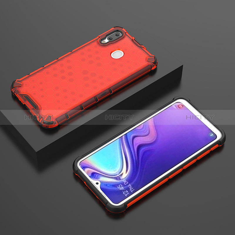 Coque Rebord Contour Silicone et Vitre Transparente Housse Etui 360 Degres AM2 pour Samsung Galaxy M20 Rouge Plus