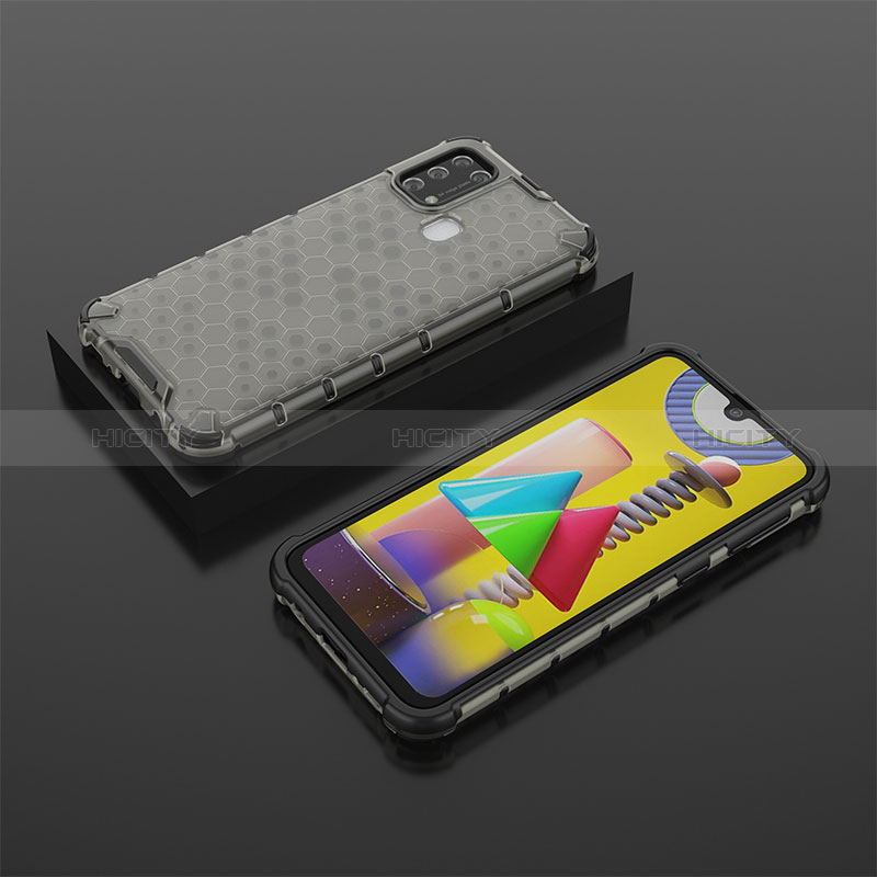 Coque Rebord Contour Silicone et Vitre Transparente Housse Etui 360 Degres AM2 pour Samsung Galaxy M31 Noir Plus