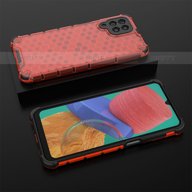 Coque Rebord Contour Silicone et Vitre Transparente Housse Etui 360 Degres AM2 pour Samsung Galaxy M33 5G Rouge Plus