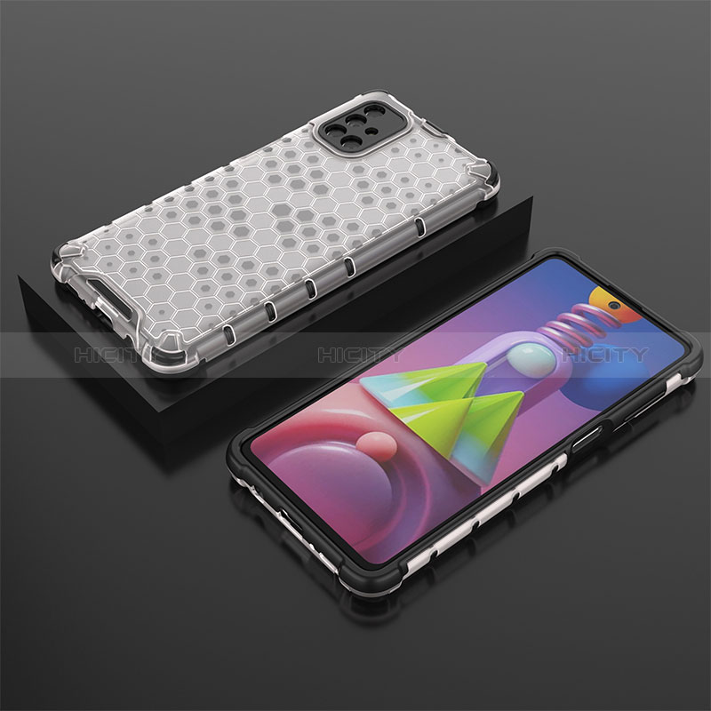 Coque Rebord Contour Silicone et Vitre Transparente Housse Etui 360 Degres AM2 pour Samsung Galaxy M51 Blanc Plus