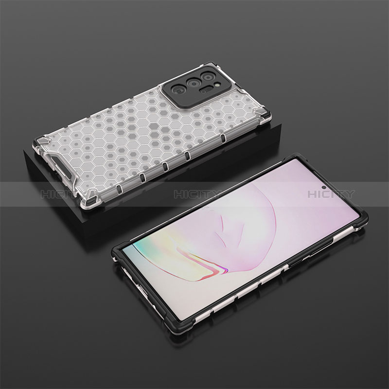 Coque Rebord Contour Silicone et Vitre Transparente Housse Etui 360 Degres AM2 pour Samsung Galaxy Note 20 Ultra 5G Blanc Plus