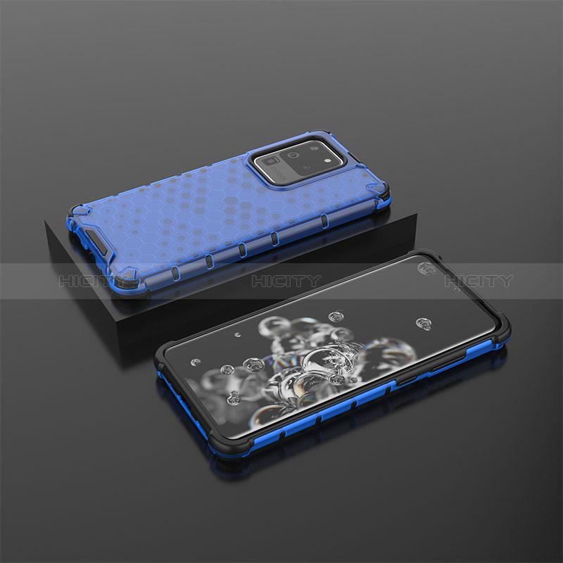 Coque Rebord Contour Silicone et Vitre Transparente Housse Etui 360 Degres AM2 pour Samsung Galaxy S20 Ultra 5G Bleu Plus