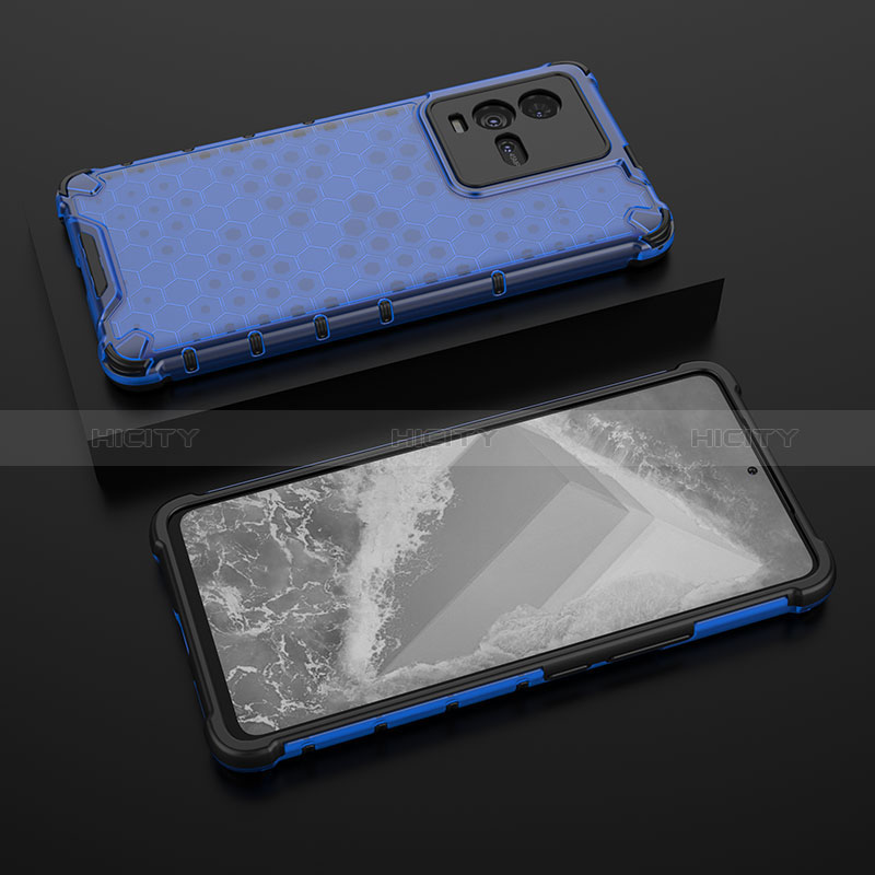 Coque Rebord Contour Silicone et Vitre Transparente Housse Etui 360 Degres AM2 pour Vivo iQOO 10 5G Bleu Plus