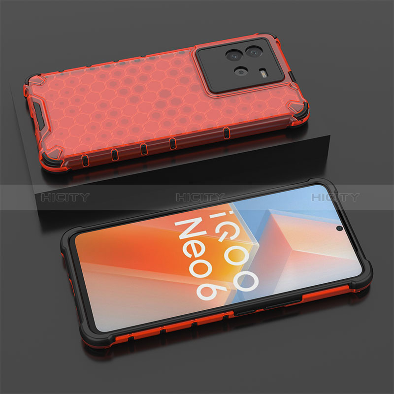 Coque Rebord Contour Silicone et Vitre Transparente Housse Etui 360 Degres AM2 pour Vivo iQOO Neo6 SE 5G Rouge Plus