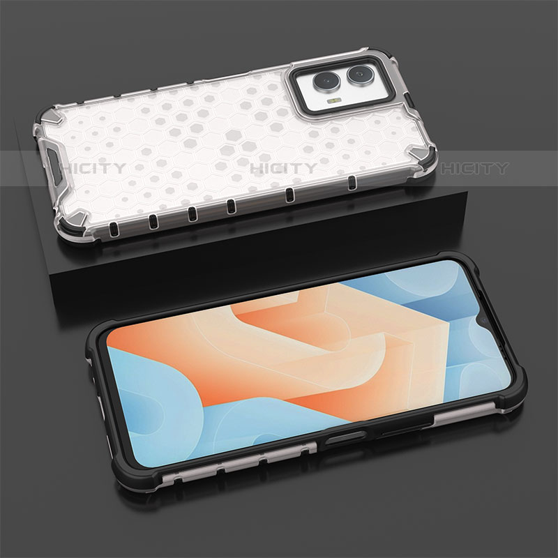 Coque Rebord Contour Silicone et Vitre Transparente Housse Etui 360 Degres AM2 pour Vivo iQOO U5 5G Blanc Plus