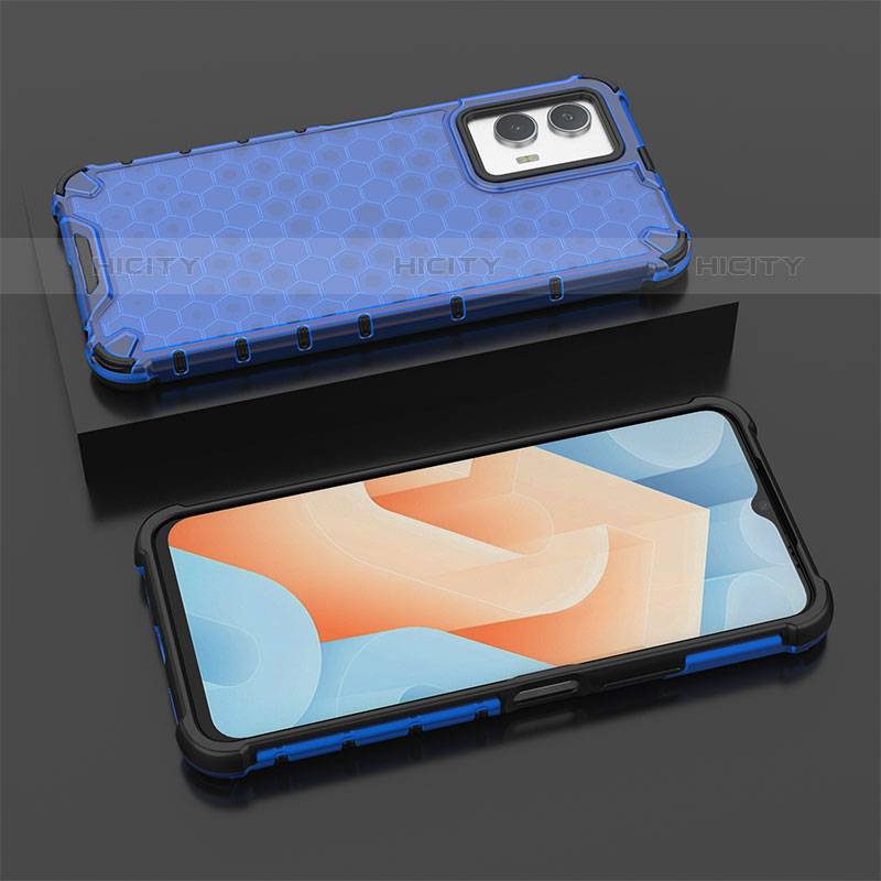 Coque Rebord Contour Silicone et Vitre Transparente Housse Etui 360 Degres AM2 pour Vivo iQOO U5 5G Bleu Plus