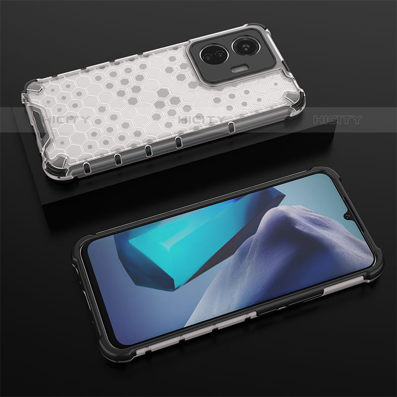 Coque Rebord Contour Silicone et Vitre Transparente Housse Etui 360 Degres AM2 pour Vivo T1 4G Blanc Plus