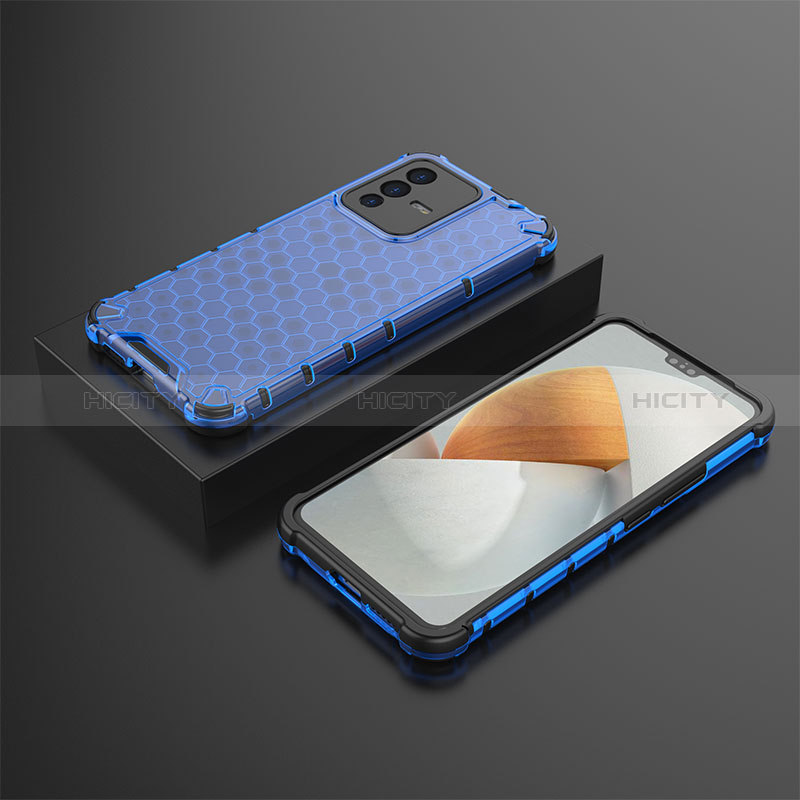 Coque Rebord Contour Silicone et Vitre Transparente Housse Etui 360 Degres AM2 pour Vivo V23 5G Bleu Plus