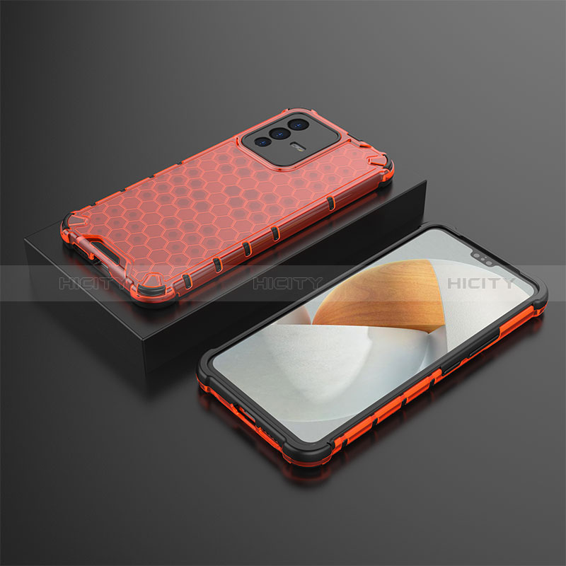 Coque Rebord Contour Silicone et Vitre Transparente Housse Etui 360 Degres AM2 pour Vivo V23 5G Rouge Plus