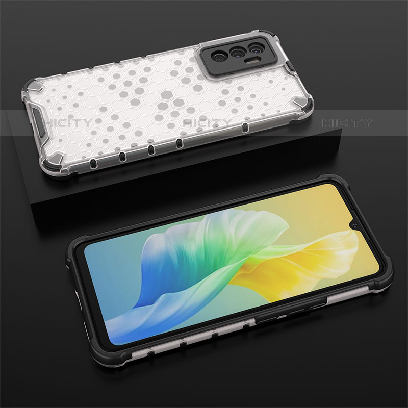 Coque Rebord Contour Silicone et Vitre Transparente Housse Etui 360 Degres AM2 pour Vivo V23e 5G Blanc Plus