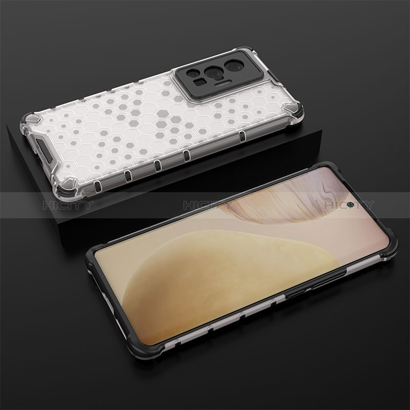 Coque Rebord Contour Silicone et Vitre Transparente Housse Etui 360 Degres AM2 pour Vivo X70 Pro 5G Blanc Plus