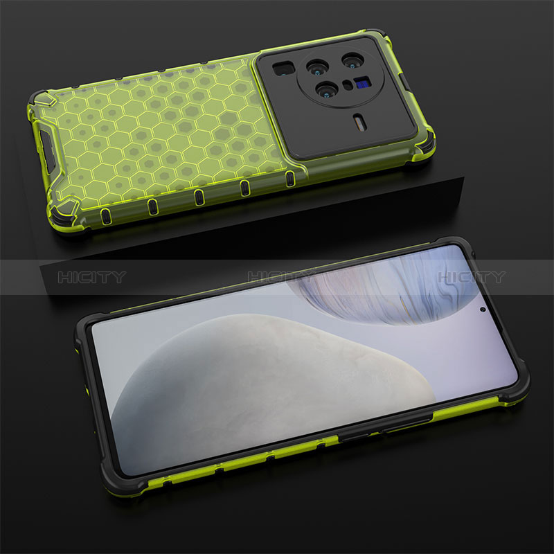 Coque Rebord Contour Silicone et Vitre Transparente Housse Etui 360 Degres AM2 pour Vivo X80 Pro 5G Vert Plus