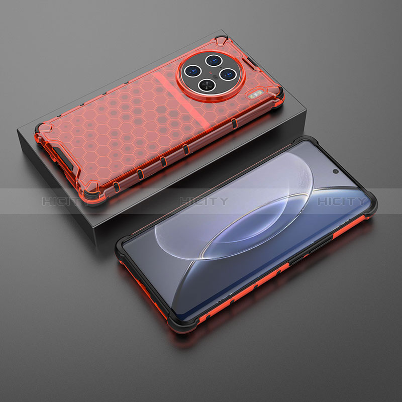 Coque Rebord Contour Silicone et Vitre Transparente Housse Etui 360 Degres AM2 pour Vivo X90 Pro+ Plus 5G Rouge Plus