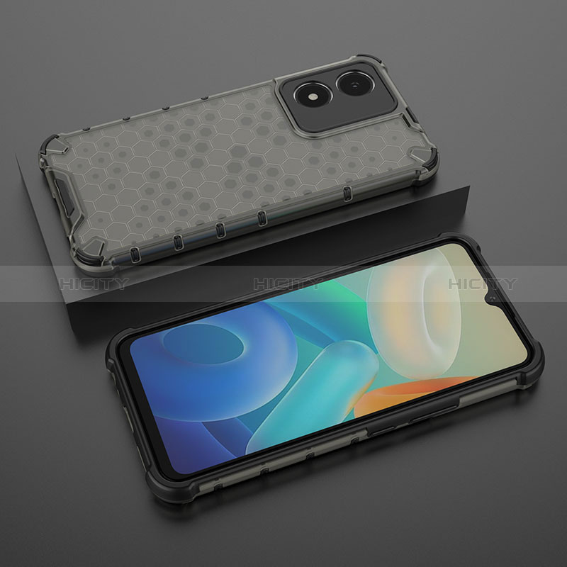 Coque Rebord Contour Silicone et Vitre Transparente Housse Etui 360 Degres AM2 pour Vivo Y02S Noir Plus